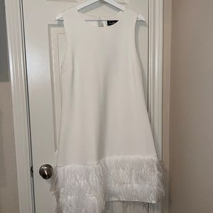 Bridal White Dress with feathers